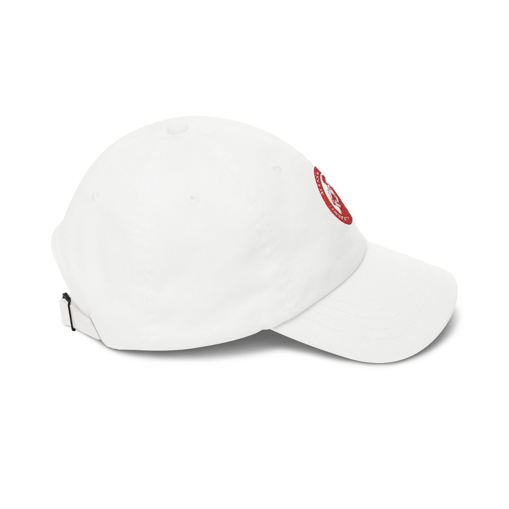 Massachusetts Woodchopper Patch Dad Cap — Retro Red Logo Baseball Hat