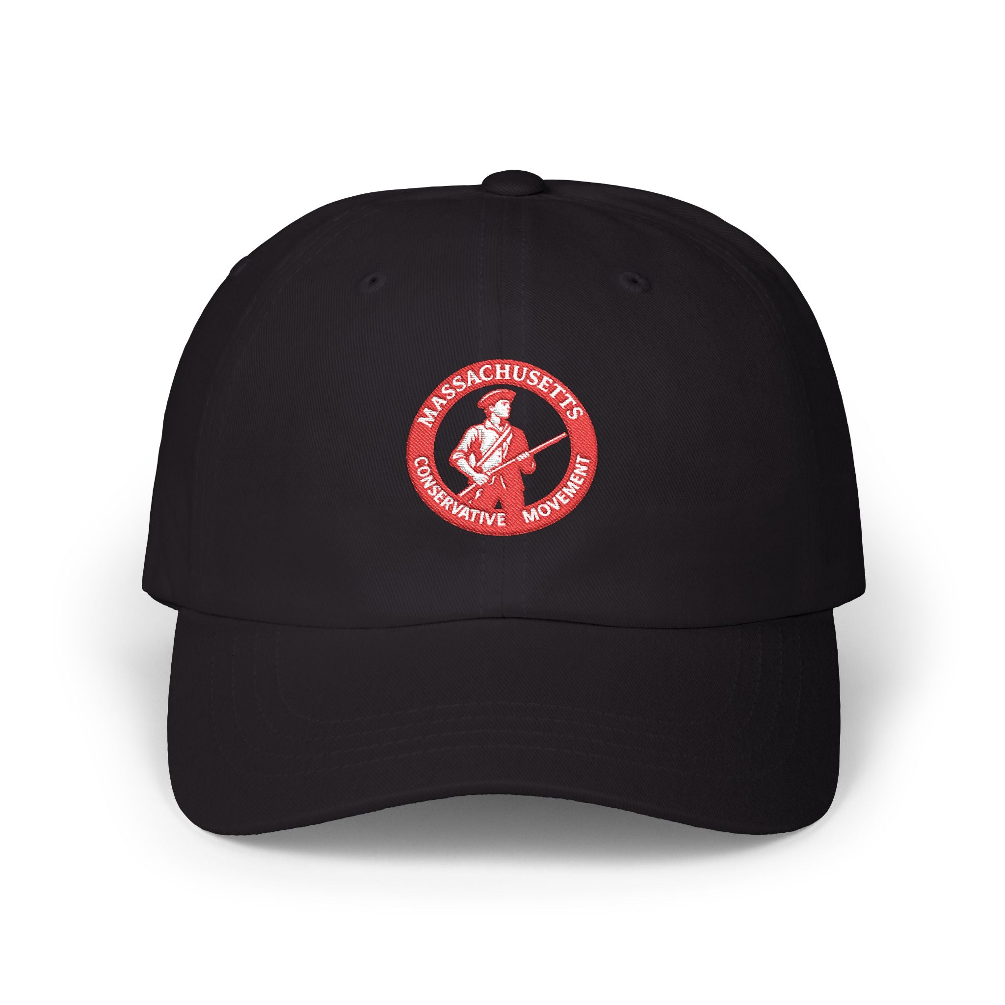 Massachusetts Woodchopper Patch Dad Cap — Retro Red Logo Baseball Hat