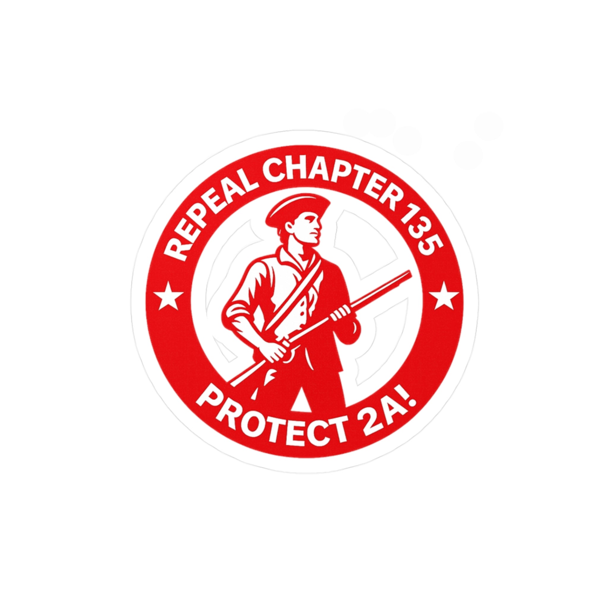 Protect 2A Round Vinyl Sticker — "Repeal Chapter 135" Kiss-Cut Decal