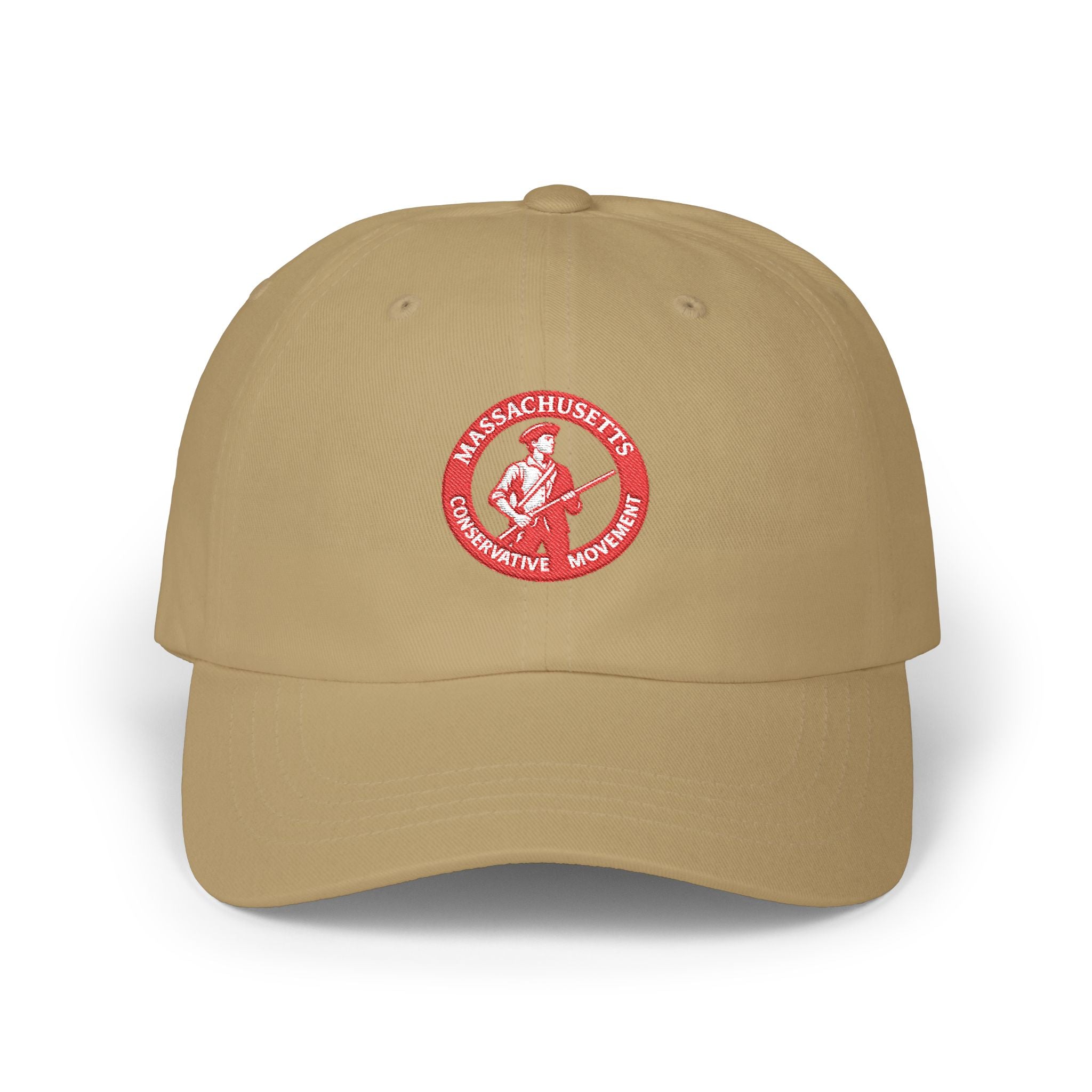 Massachusetts Woodchopper Patch Dad Cap — Retro Red Logo Baseball Hat