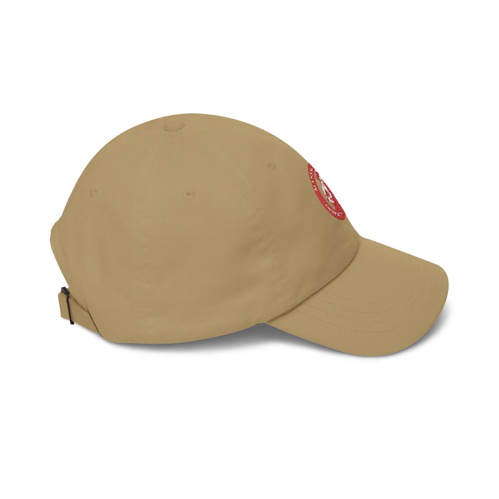 Massachusetts Woodchopper Patch Dad Cap — Retro Red Logo Baseball Hat