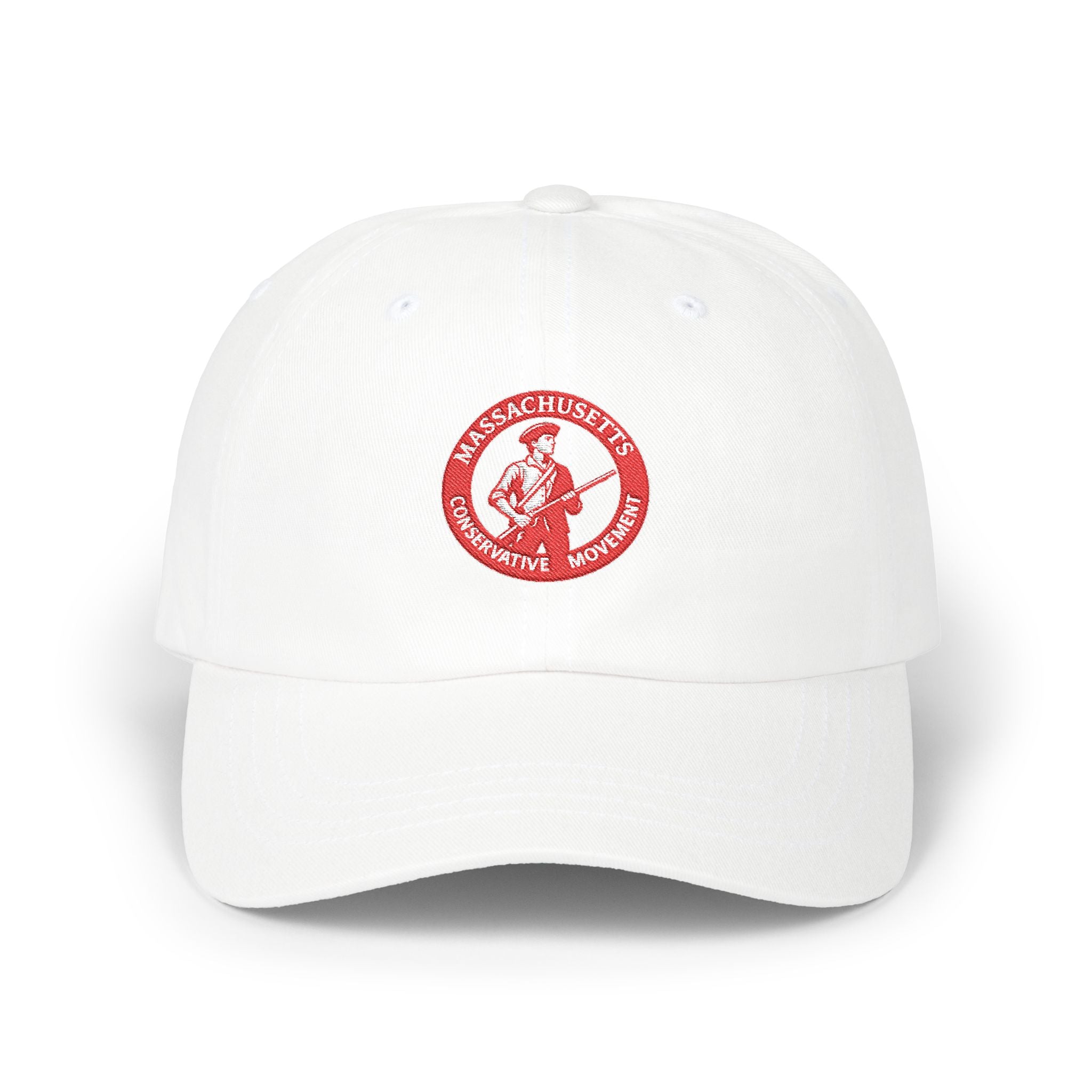 Massachusetts Woodchopper Patch Dad Cap — Retro Red Logo Baseball Hat